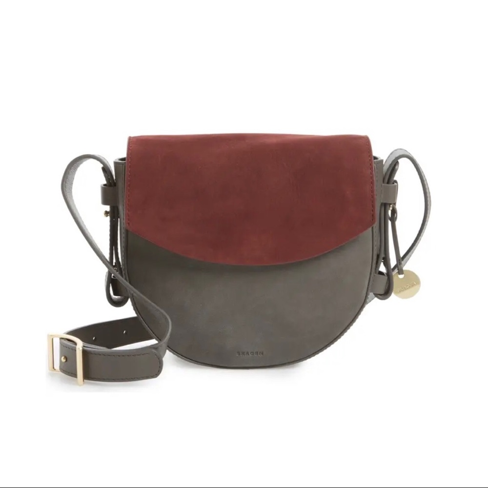 {skagen} lobelle leather saddle bag